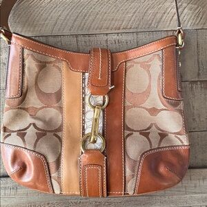 Coach Tan and Brown Shoulder Bag
